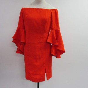 Venus Orange Bell Sleeve Off The Shoulder Dress